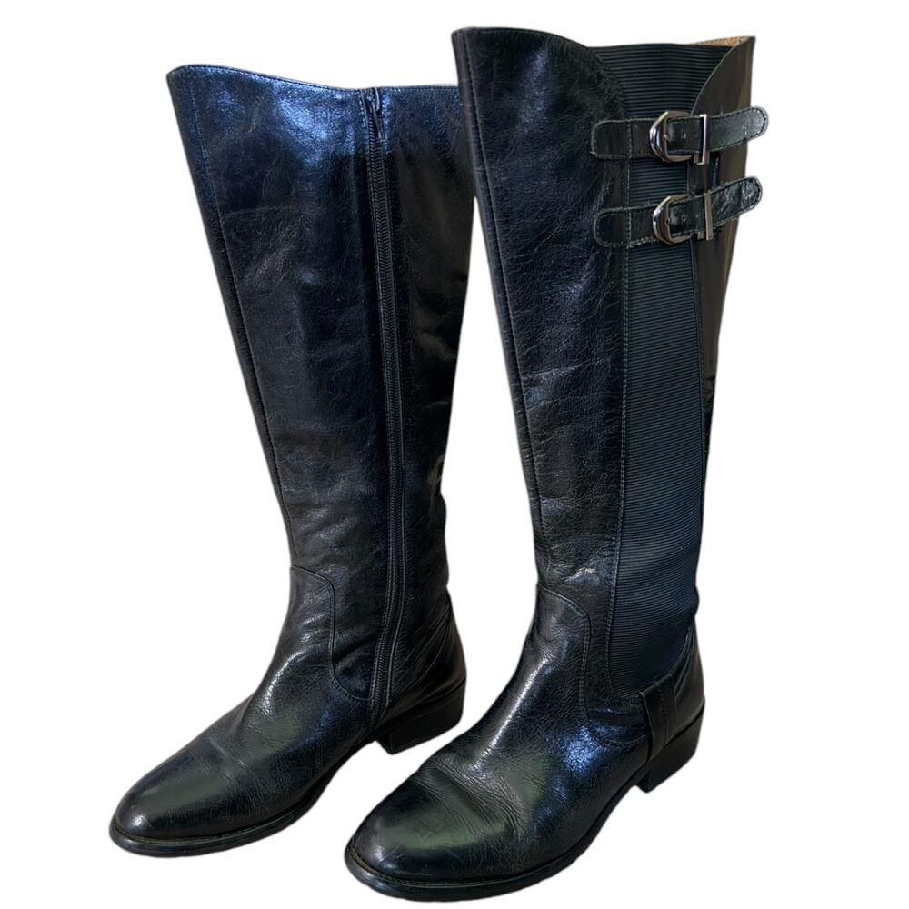Miz Mooz Chaminade Black Leather Knee High Riding Boots Size 7.5